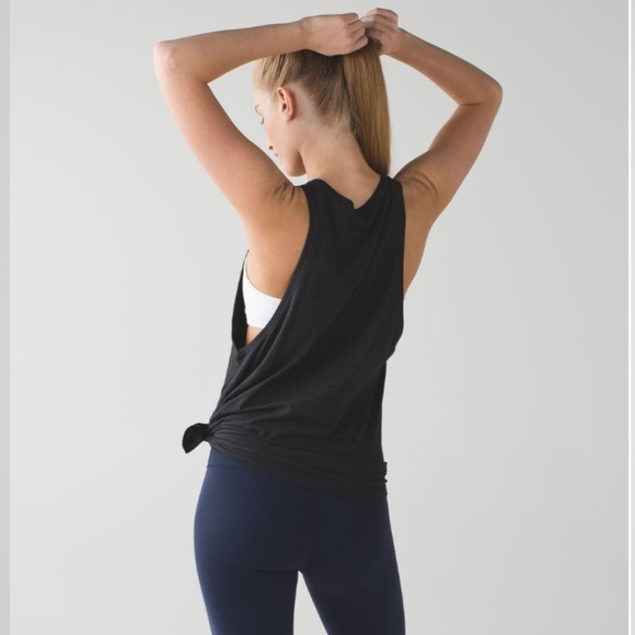 Lululemon Tie & Go Soft Pima Cotton Tank in Heathered Black - Picture 4 of 12